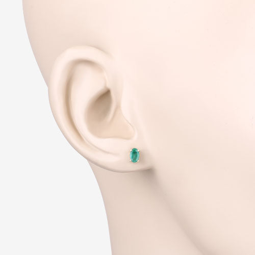 Pendientes de Oro Amarillo de 10K con Esmeralda de Zambia Genuina de 0,38 Quilates