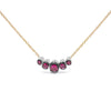 18K Rose Gold 3/4 Cttw Pave Diamonds and Graduated Red Ruby Gemstone Curved Bar Choker Necklace (G-H Color, SI1-SI2 Clarity) - Adjustable up to 14