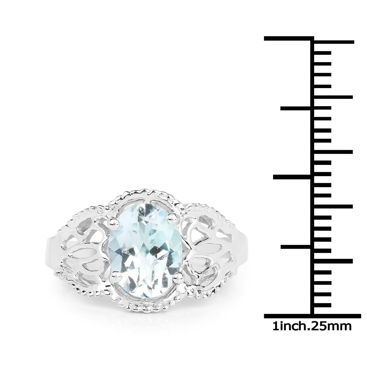 Anillo de aguamarina auténtica de 1,50 quilates de plata de ley .925