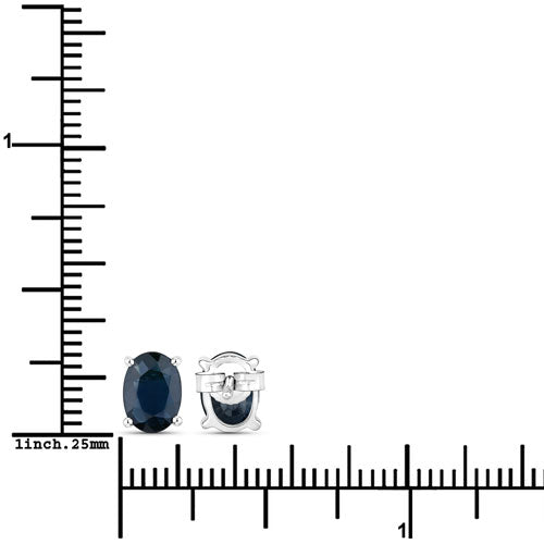 Pendientes de Oro Blanco de 10K con Zafiro Azul Genuino de 1,90 Quilates