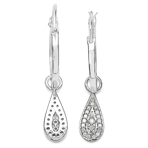 Pendientes de plata de ley .925 con diamante blanco genuino de 0,28 quilates