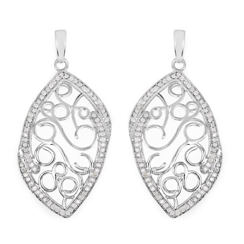 Pendientes de plata esterlina .925 con diamantes blancos auténticos de 0.73 quilates