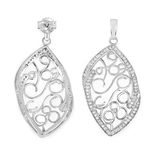 Pendientes de plata esterlina .925 con diamantes blancos auténticos de 0.73 quilates