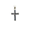 Colgante de cruz religiosa de zafiro de 0.21 ct en oro blanco de 10 kt