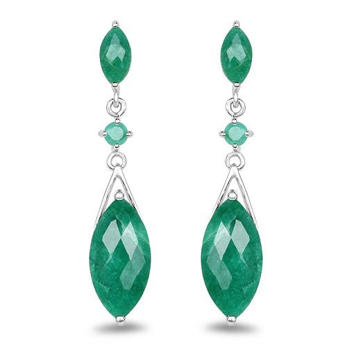 Pendientes de Plata de Ley .925 con Esmeralda Teñida de 8,52 Quilates y Esmeralda