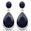 7.90 Carat Dyed Sapphire and White Diamond .925 Sterling Silver Earrings
