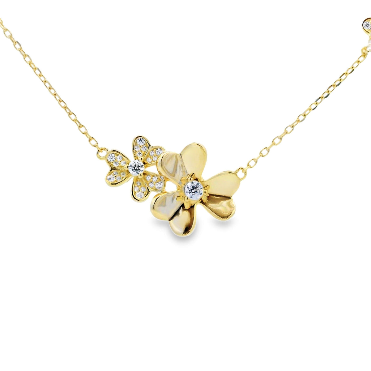 Colgante de flor de circonita cúbica auténtica de plata de ley