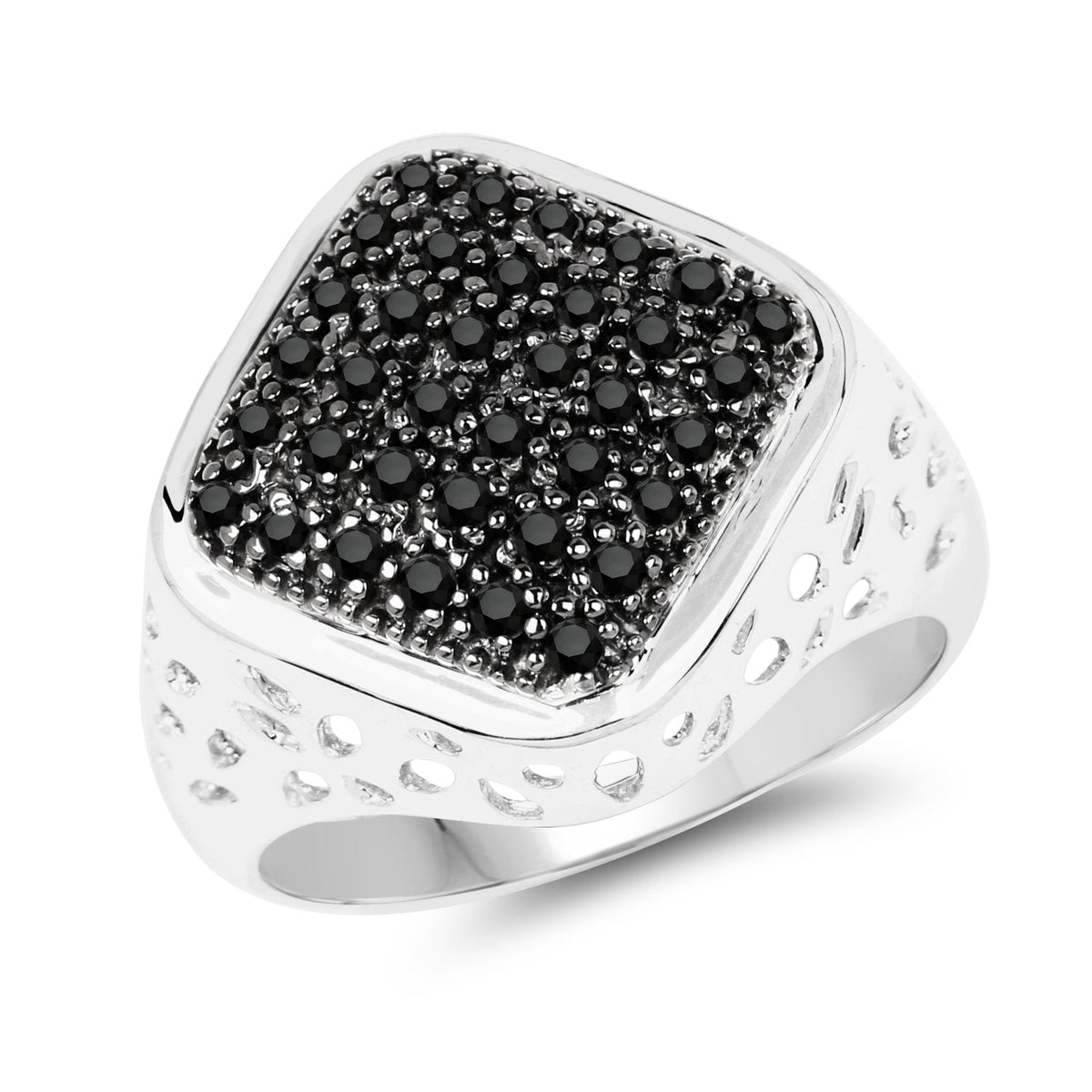 Anillo de plata de ley .925 con diamante negro auténtico de 0.54 quilates