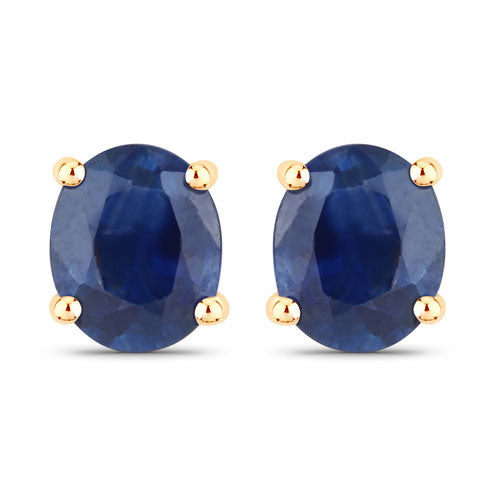 Pendientes de 0,68 quilates de zafiro azul auténtico en oro amarillo de 14 quilates