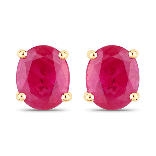 Pendientes de oro amarillo de 14 quilates con rubí auténtico de 0,60 quilates