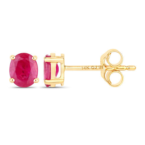 Pendientes de oro amarillo de 14 quilates con rubí auténtico de 0,60 quilates