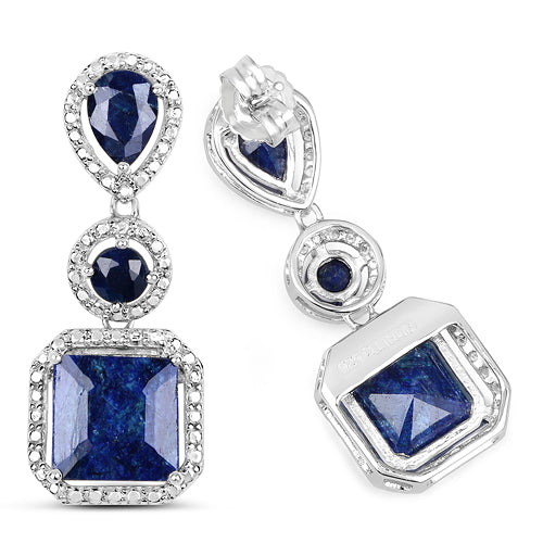 Aretes de plata esterlina .925 con zafiro teñido de 11.62 quilates