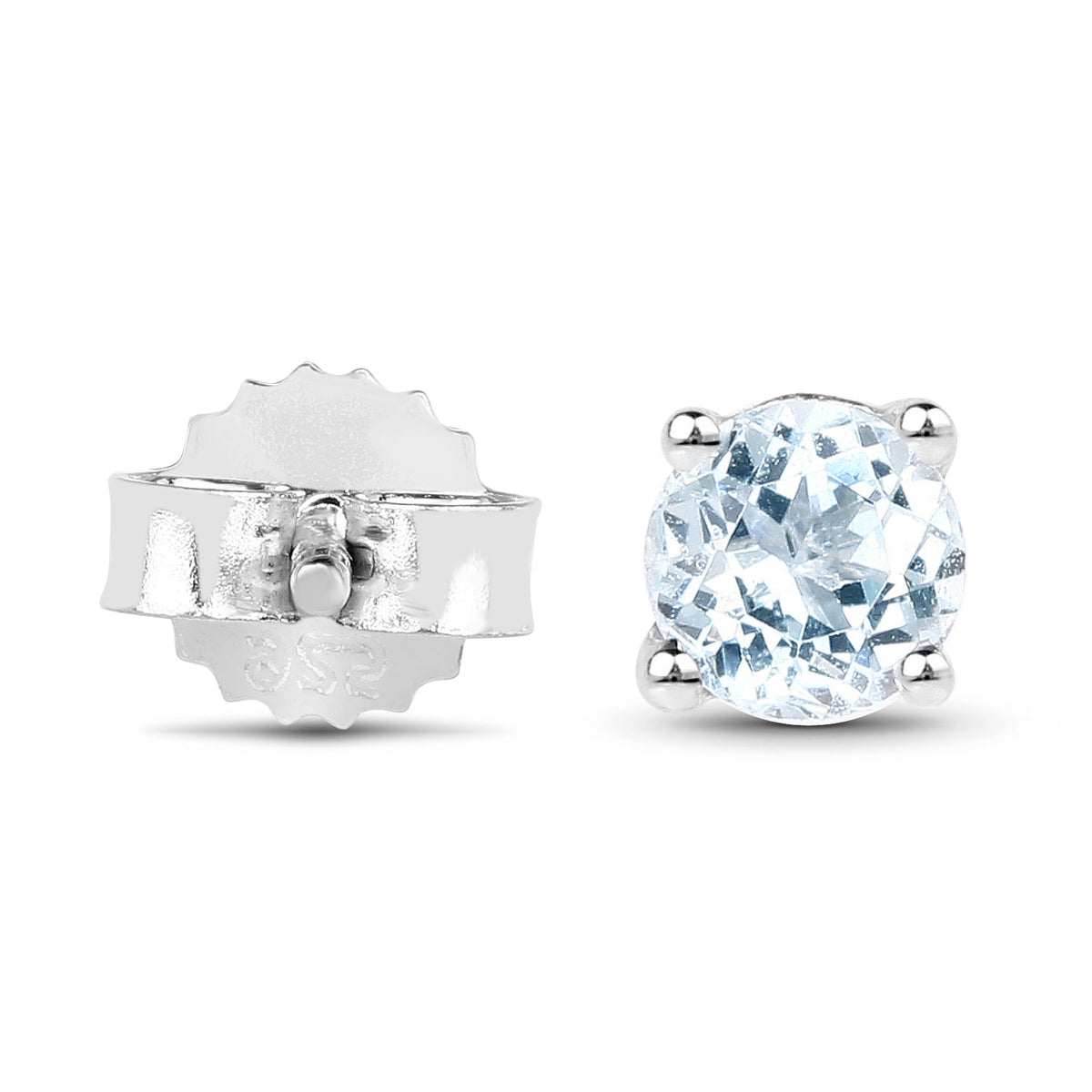 0.64 Carat Genuine Blue Topaz .925 Sterling Silver Earrings - image 3 of 6