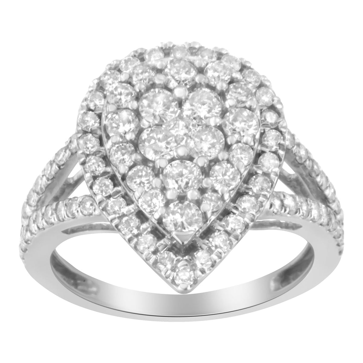 Anillo de racimo de diamantes de plata de ley .925 (1 1/2 Cttw, color H-I, claridad I1-I2) - Talla 6