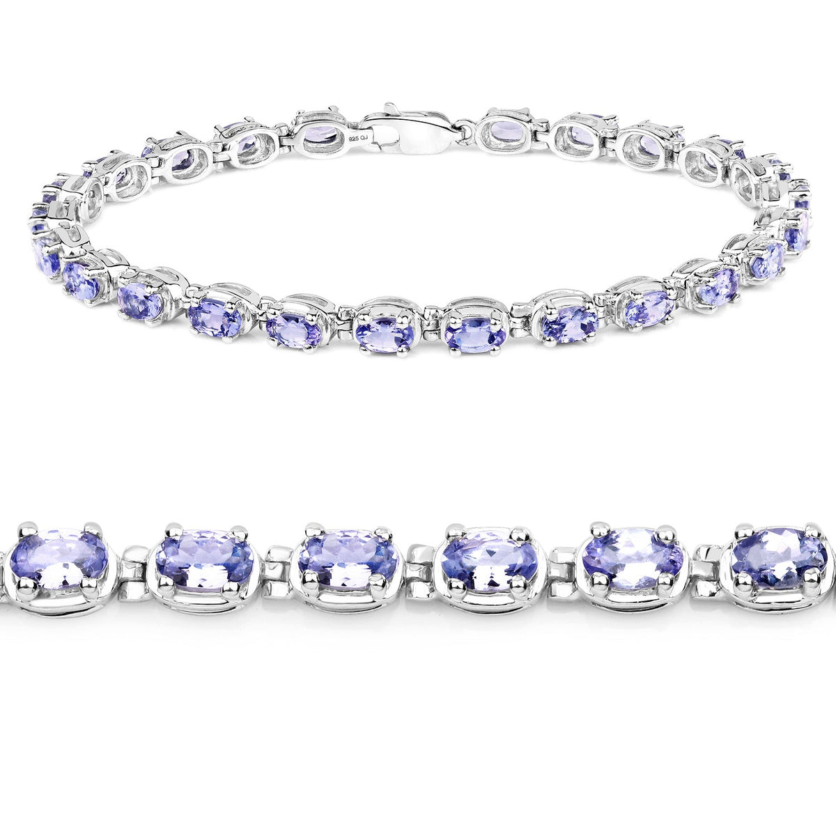 Pulsera de plata de ley .925 con tanzanita auténtica de 6.00 quilates