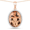 Colgante de oro rosa de 14K con morganita genuina de 22,01 quilates y diamantes blancos