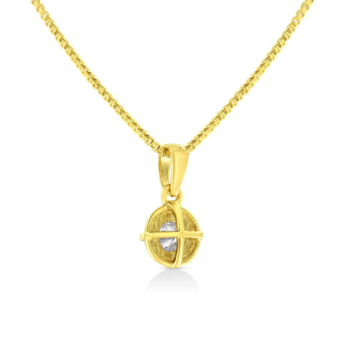Collar con colgante de plata de ley 925 chapada en oro amarillo de 14 quilates con diamante solitario de talla redonda brillante de 1/2 quilate con filigrana de 18" (color K-L, claridad I2-I3)