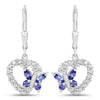 0.50 Carat Genuine Tanzanite and Created White Sapphire .925 Sterling Silver Earrings