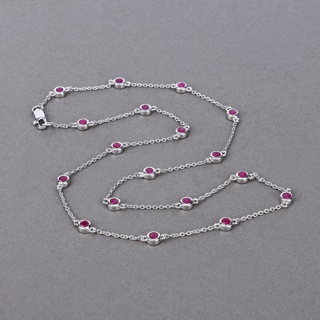 2.34 Carat Genuine Ruby .925 Sterling Silver Necklace
