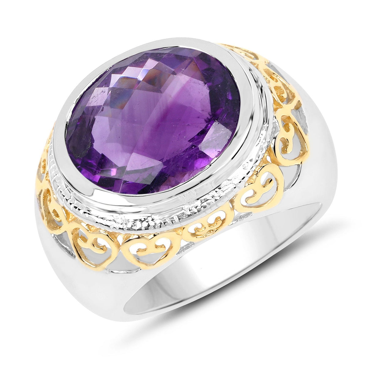 Anillo de Plata de Ley .925 con Amatista Genuina de 6.92 Quilates