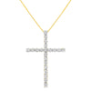 10K Yellow Gold Plated .925 Sterling Silver 4.0 Cttw Round Cut Diamond Cross Pendant Necklace (J-K Color, I1-I2 Clarity) - 18