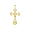 14k Two Tone Gold High Polish Diamond Cut Cross Pendant