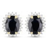 3.32 Carat Genuine Blue Sapphire and White Diamond 14K Yellow Gold Earrings