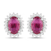 1.16 Carat Genuine Ruby and White Diamond 14K White Gold Earrings