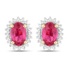 1.16 Carat Genuine Ruby and White Diamond 14K Yellow Gold Earrings