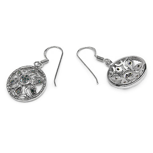 Pendientes de Plata de Ley .925 con Diamantes Azules Genuinos de 0,18 Quilates