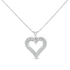 .925 Sterling Silver 1.00 Cttw Lab-Grown Diamond Open Heart Pendant Necklace (F-G Color, VS1-VS2 Clarity) - 18