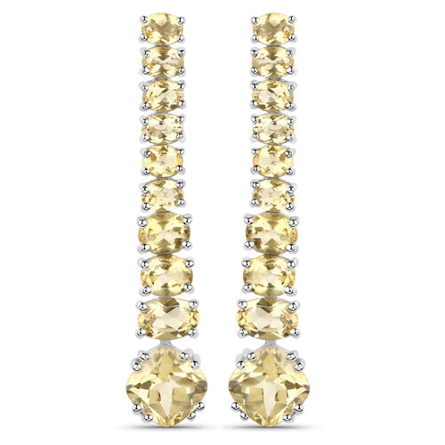 Pendientes de plata de ley .925 con citrino auténtico de 7,22 quilates bañados en oro blanco de 18K