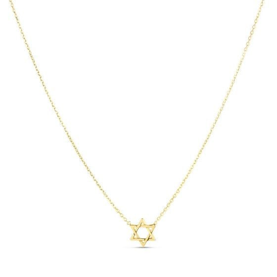 Collar de estrella de David de oro amarillo de 14k