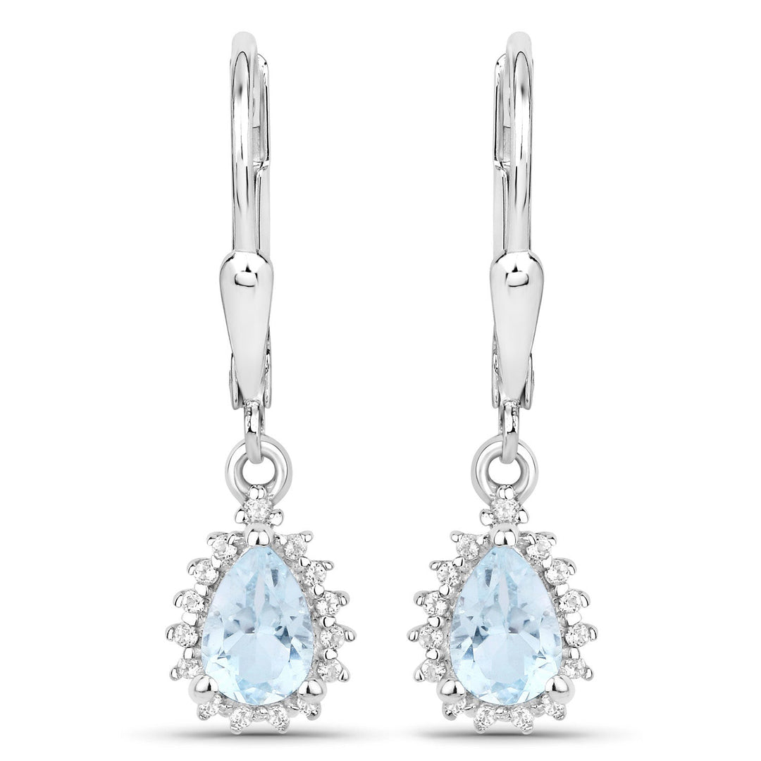 2.00 Carat Genuine Blue Topaz and White Topaz .925 Sterling Silver Jewelry Set
