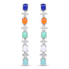 4.40 Carat Genuine Multi Stone .925 Sterling Silver Earrings