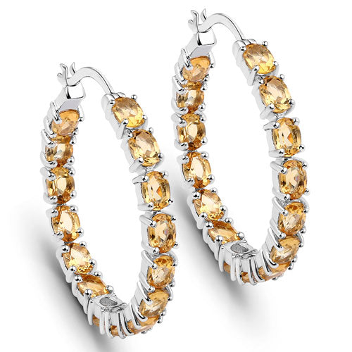Pendientes de Plata de Ley 925 con Citrino Genuino de 4,80 Quilates