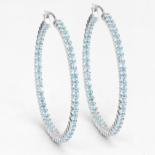 Pendientes de plata esterlina .925 con topacio azul suizo auténtico de 3,60 quilates
