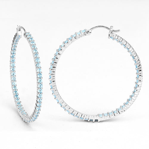 Pendientes de plata esterlina .925 con topacio azul suizo auténtico de 3,60 quilates