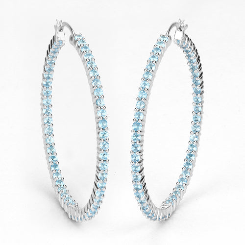 Pendientes de plata esterlina .925 con topacio azul suizo auténtico de 3,60 quilates