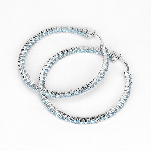 Pendientes de plata esterlina .925 con topacio azul suizo auténtico de 3,60 quilates