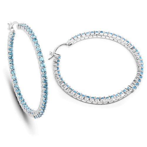 Pendientes de plata esterlina .925 con topacio azul suizo auténtico de 3,60 quilates