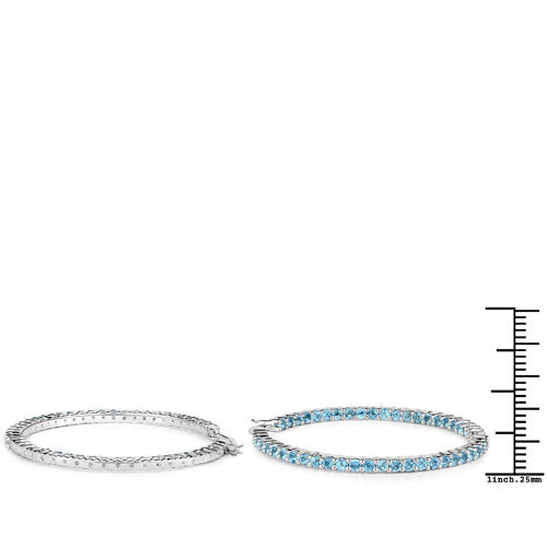 Pendientes de plata esterlina .925 con topacio azul suizo auténtico de 3,60 quilates
