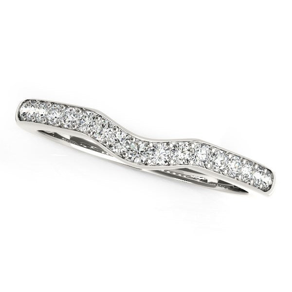 Anillo de boda de oro blanco de 14k estilo curvo (1/4 cttw)
