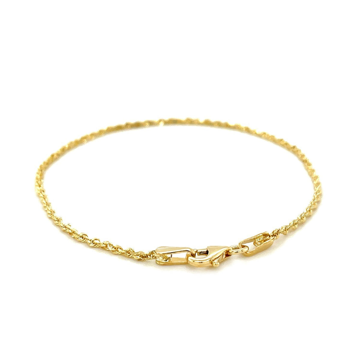 Pulsera de cuerda de oro amarillo macizo de 10k con corte de diamante de 1,5 mm