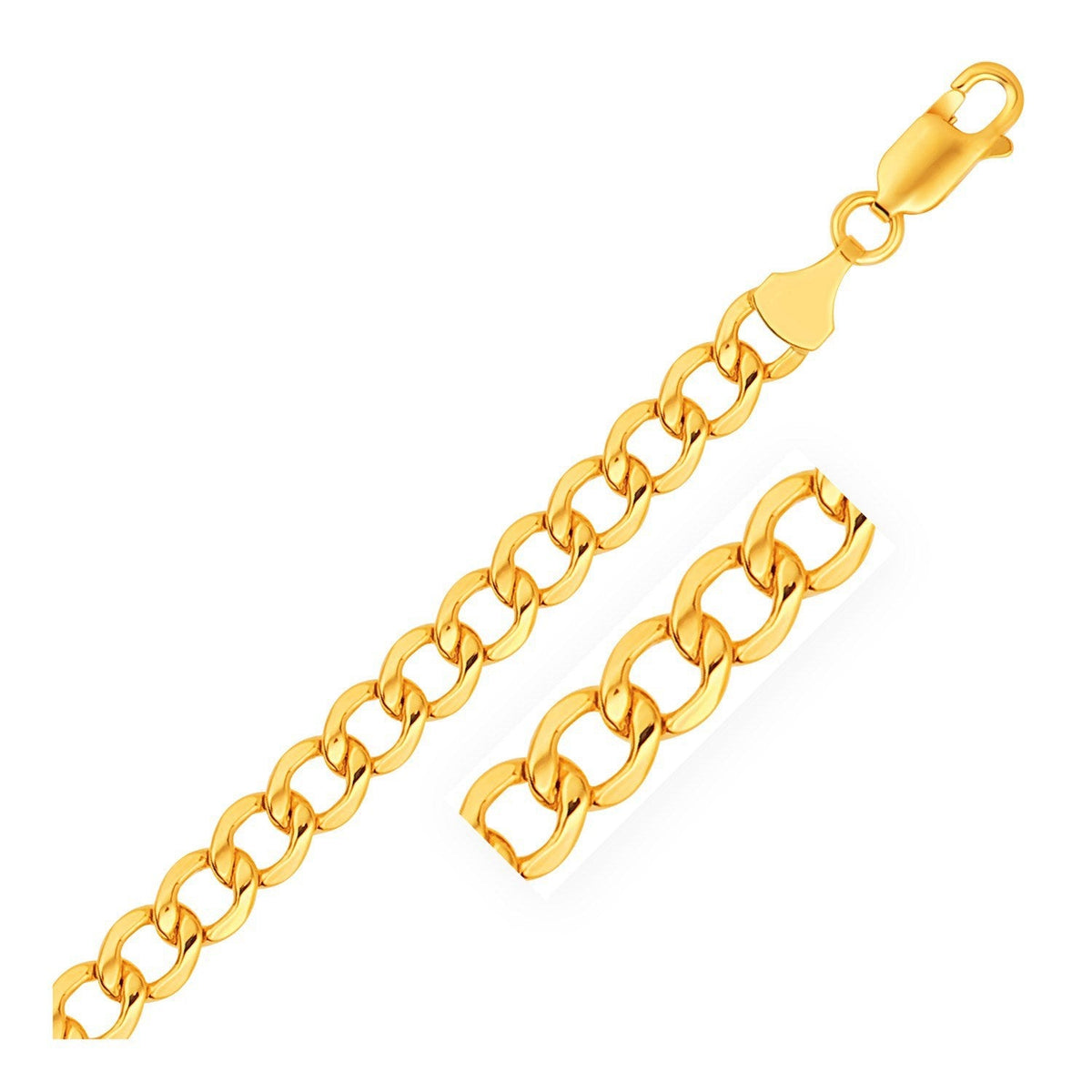 Pulsera de oro amarillo de 14k Lite Curb de 6.2mm