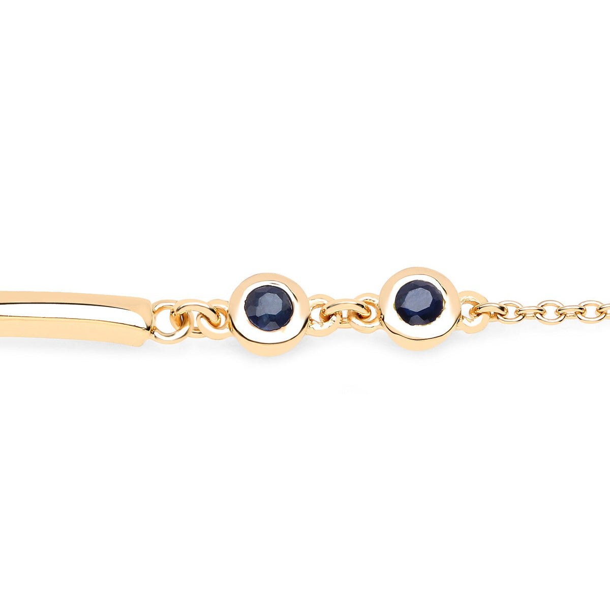 Pulsera de plata de ley .925 bañada en oro amarillo de 18K con zafiro azul natural de 0.24 quilates