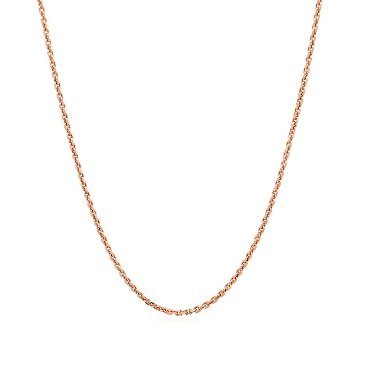 Cadena de eslabones tipo cable con corte de diamante de oro rosa de 14k y 1.3mm