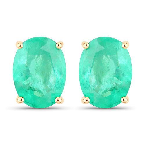 Pendientes de oro amarillo de 10 quilates con esmeralda genuina de Zambia de 2,40 quilates