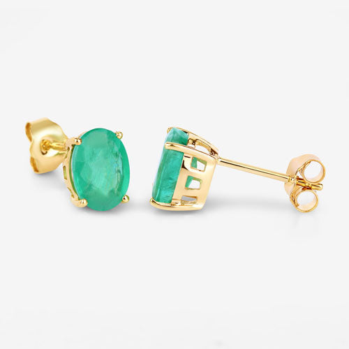 Pendientes de oro amarillo de 10 quilates con esmeralda genuina de Zambia de 2,40 quilates