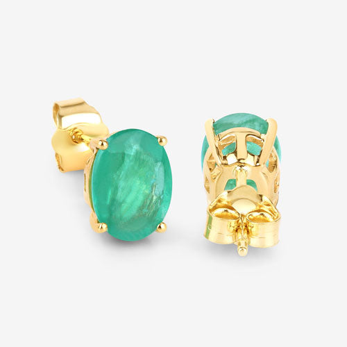 Pendientes de oro amarillo de 10 quilates con esmeralda genuina de Zambia de 2,40 quilates